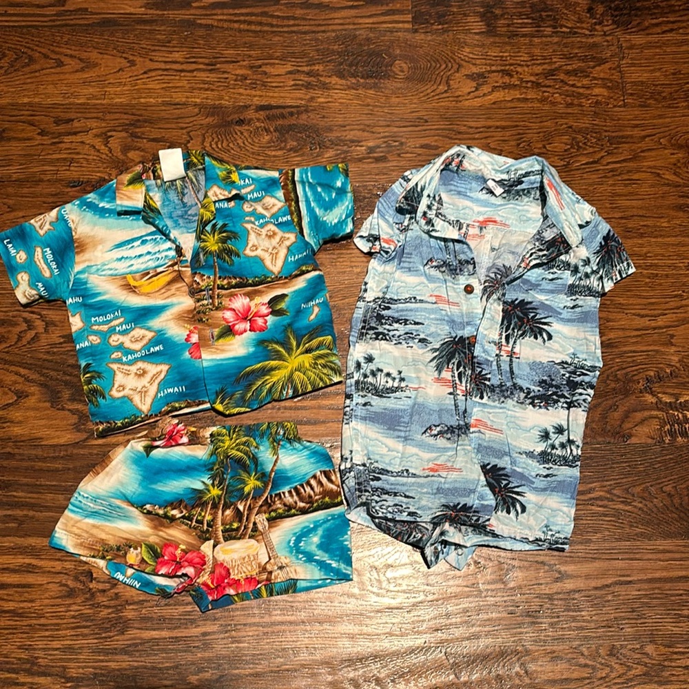 Baby 6 months Hawaii print top and shorts set. baby gap shorts collar onesie EUC